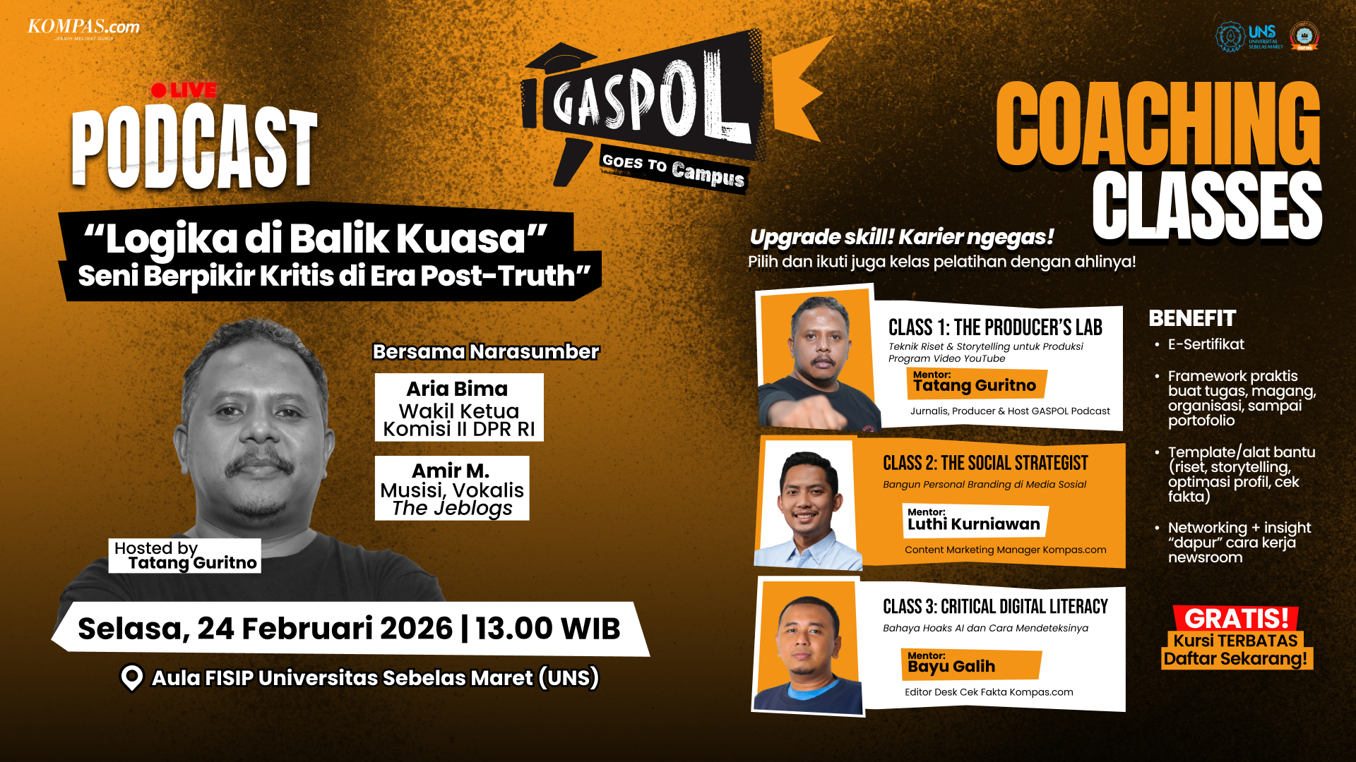 GASPOL goes to Campus (UNS): Live Podcast & Coaching Class Experience!